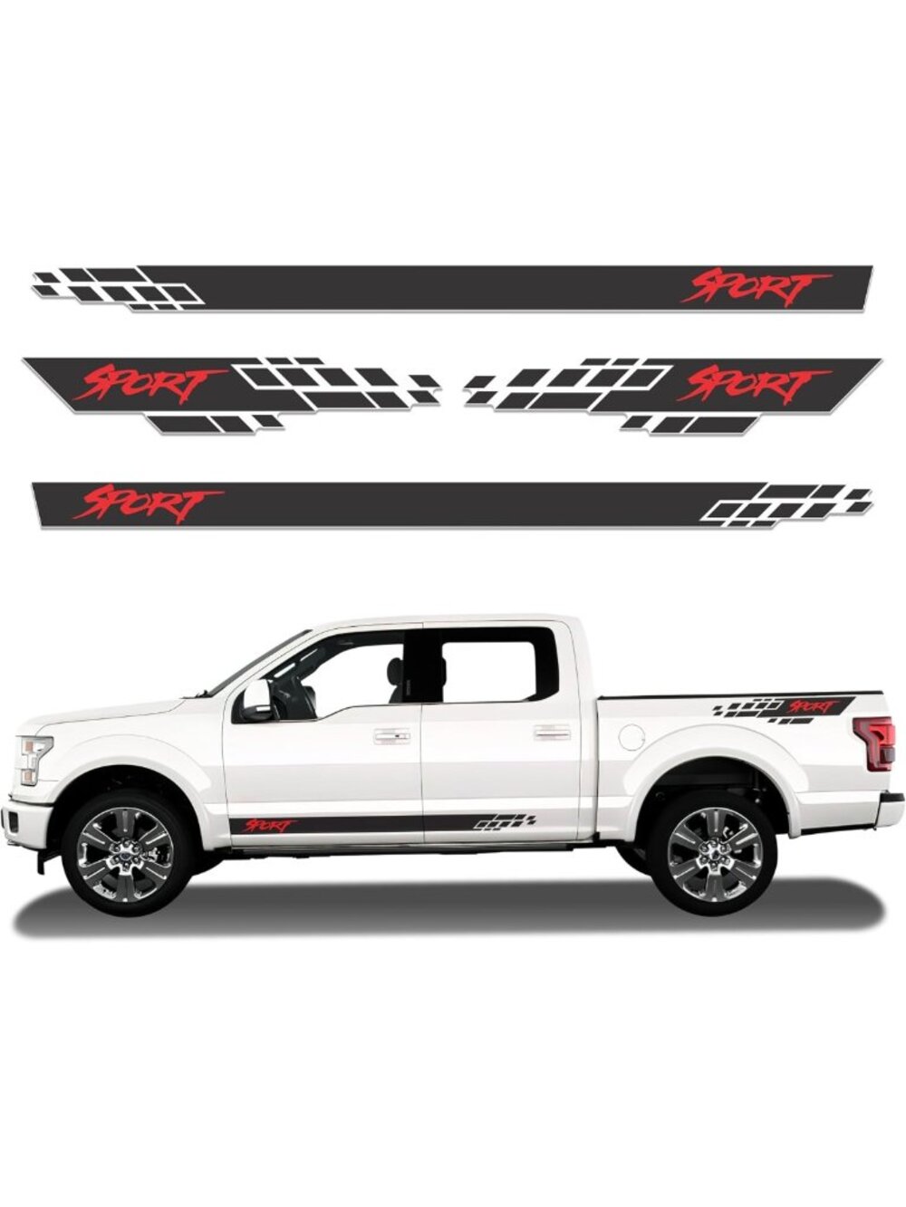 Racing Stripes & Car Side Decals - 4pcs Graphics for Sedan, SUV & Truck Decor